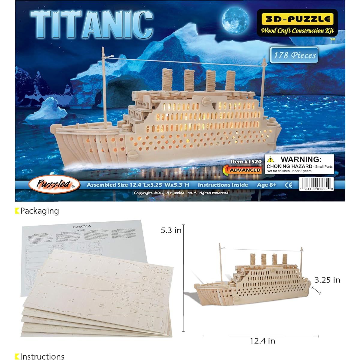Puzzled, Inc. 3D Natural Wood Puzzle - Titanic