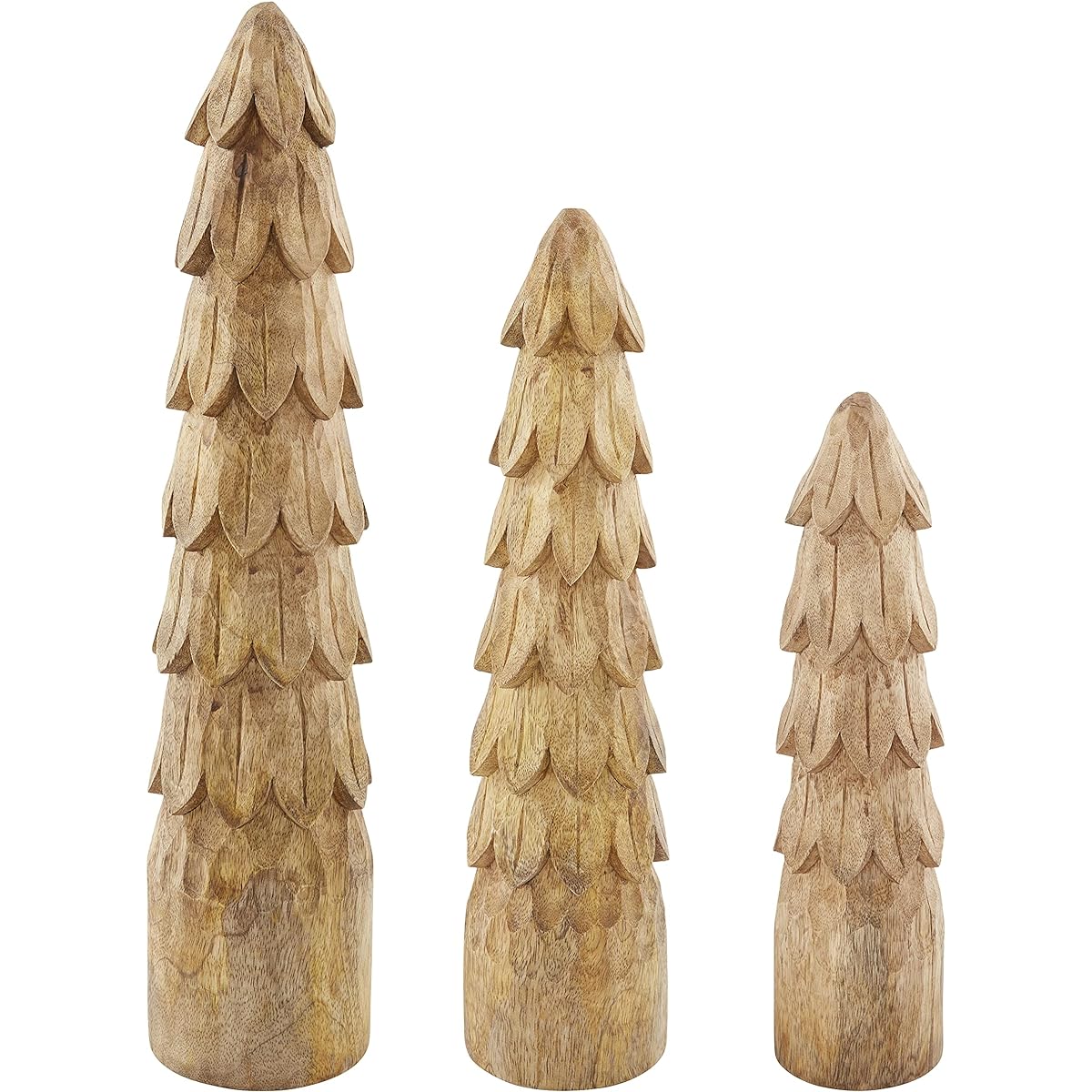 Mud Pie Christmas Wooden Carved Tree Sitter, Large, 18" Diameter x 3 1/2", Brown