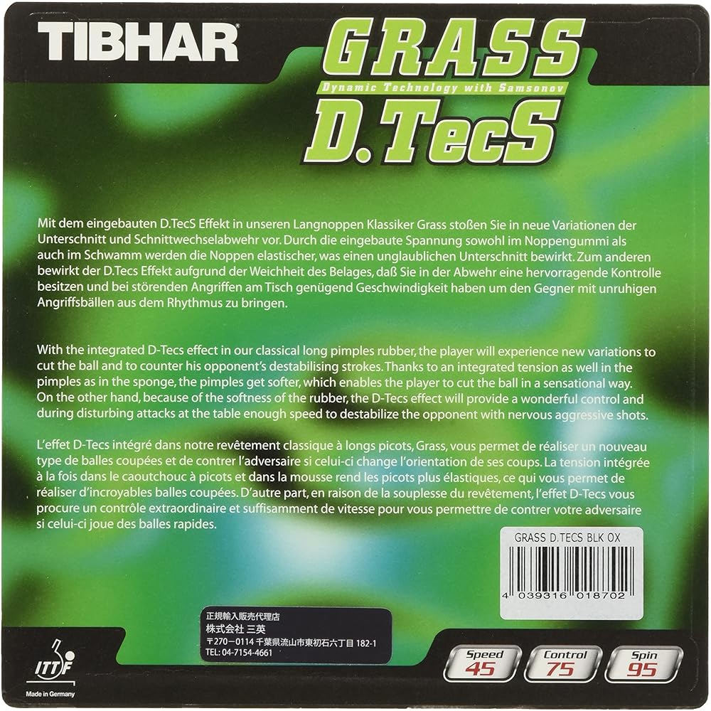 TIBHAR Table Tennis Rubber Glass Detex High Tension Grain Height
