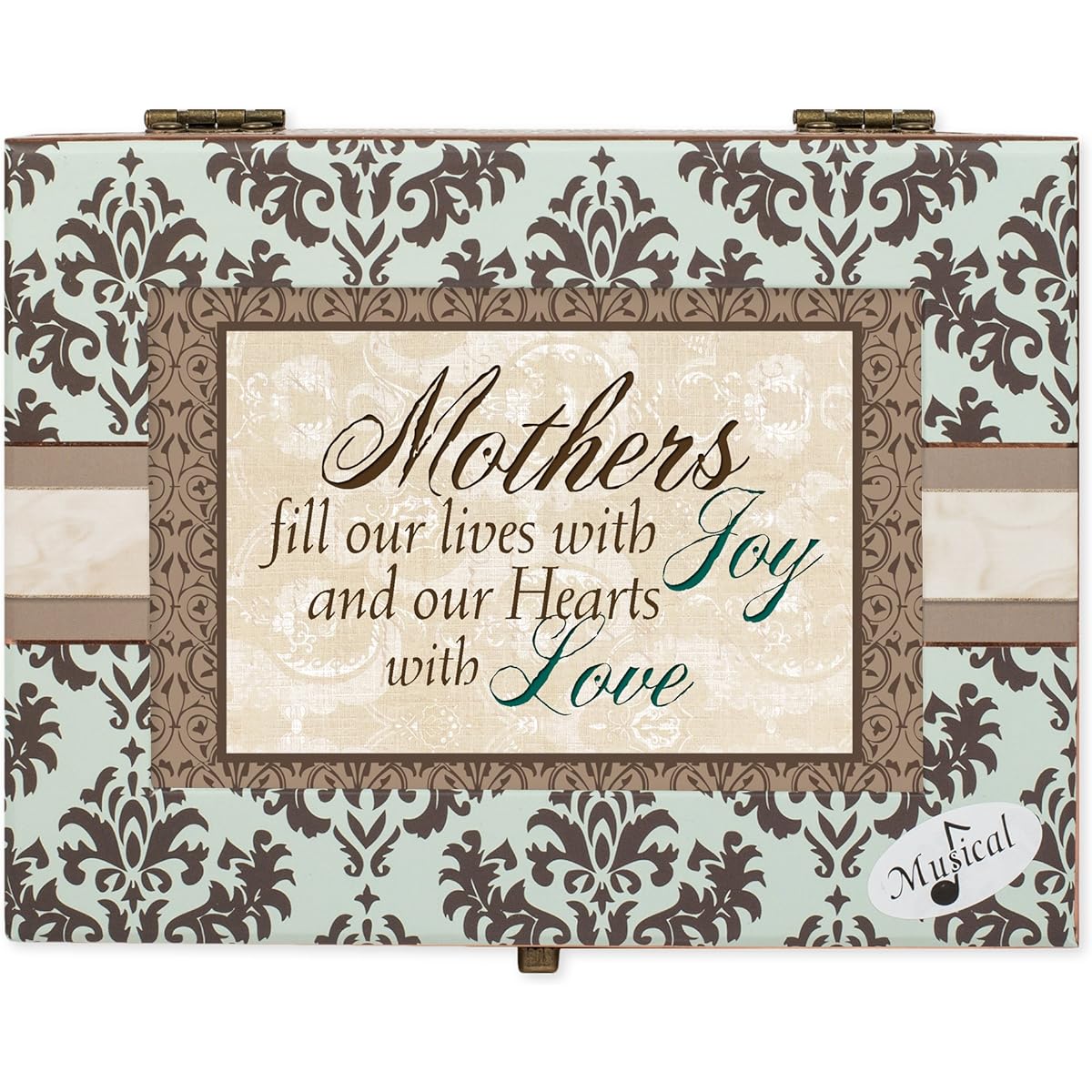 Cottage Garden Mothers Belle Papier Chest Musical Jewellery Box with Damask Finish Plays You Light Up My Life