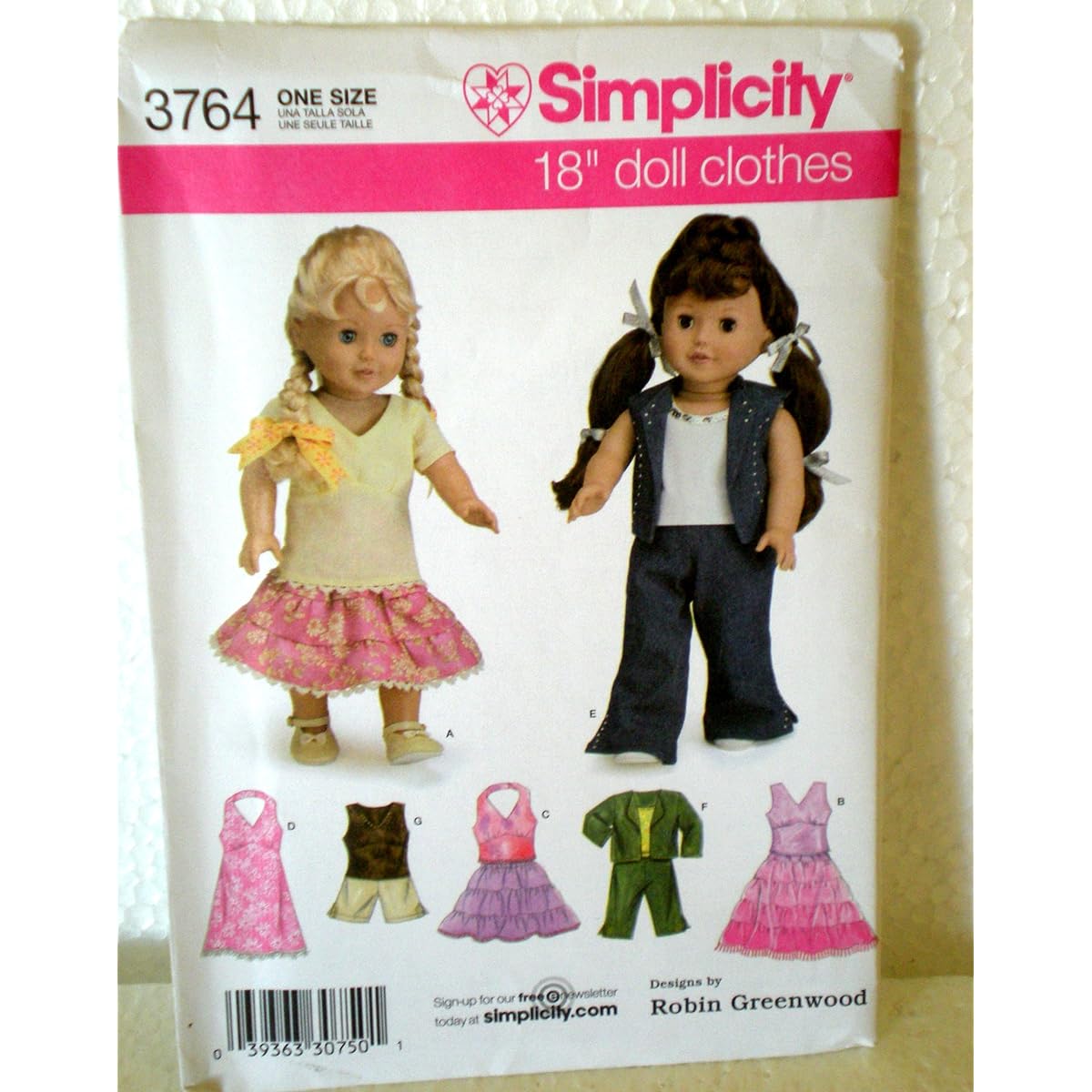 Simplicity 3764 18" Doll Clothes Pattern by Robin Greenwood by Simplicity [Parallel Import]