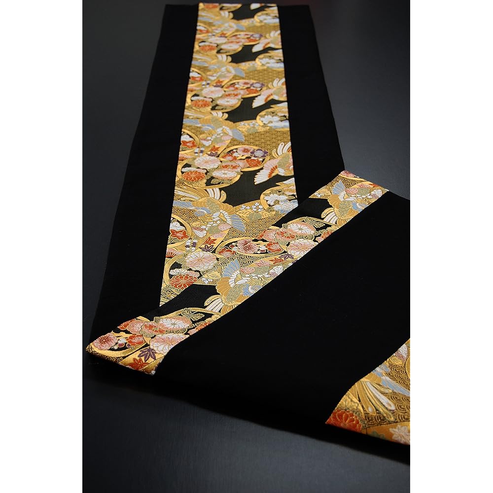 Japanese Style Kimono Table Runner Reversible Gold Brocade Obi Boxed Packaged 150cm (Asuka)