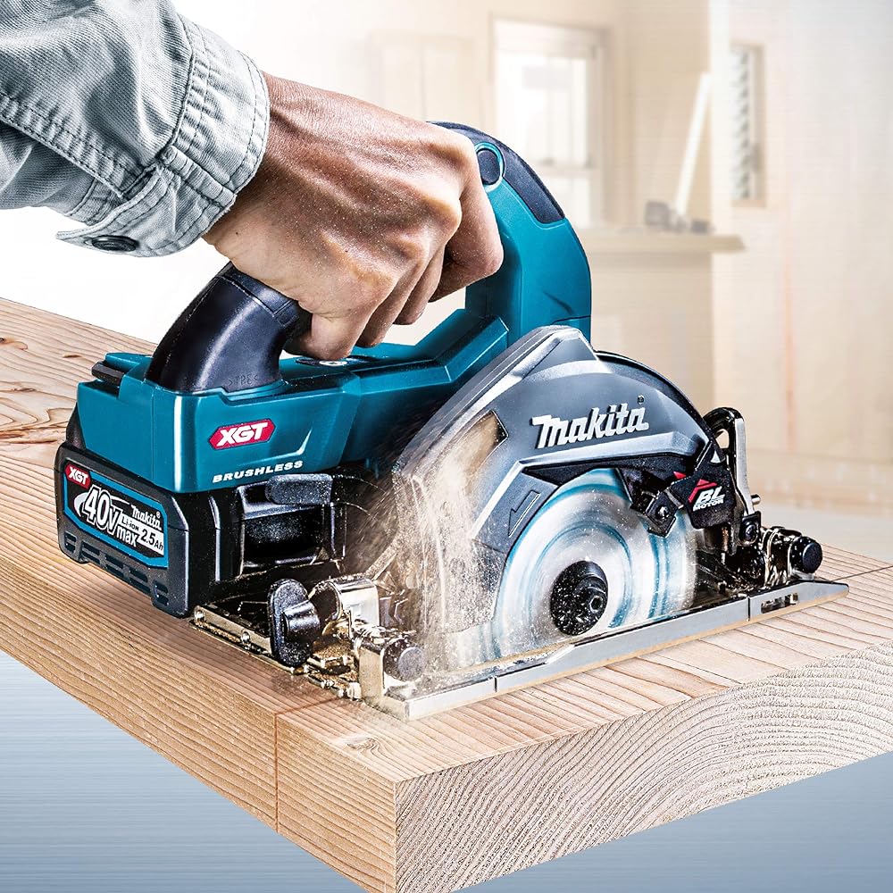Makita 40Vmax 125mm Rechargeable Circular Saw (Blue) Battery, Charger, Case Sold Separately HS006GZ