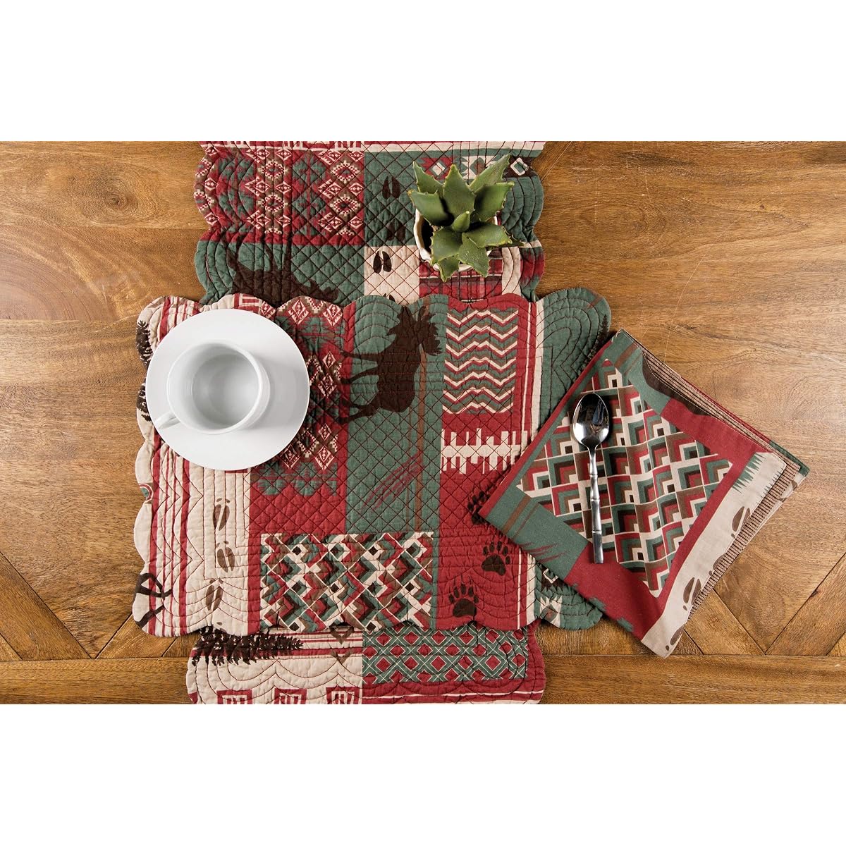 C&F Home Killian Ridge 14" x 51" Table Runner Cotton Quilted Reversible Machine Washable Table Runner Red