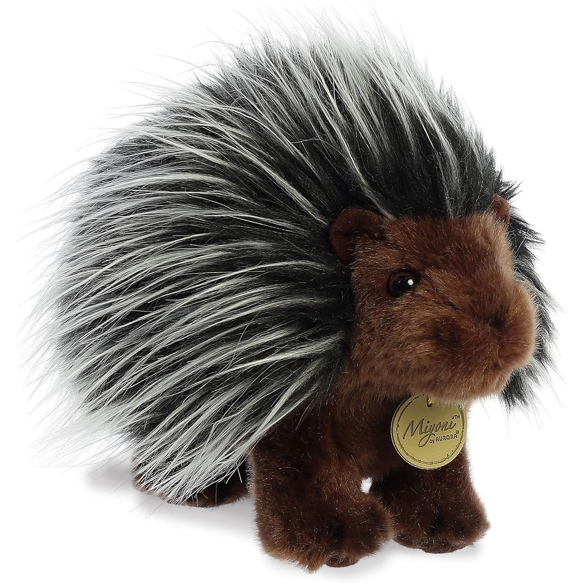 Aurora® Adorable Miyoni® Porcupine Plush Toy with Lifelike Details, Great Friends, Black, 10"