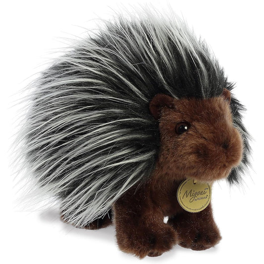 Aurora® Adorable Miyoni® Porcupine Plush Toy with Lifelike Details, Great Friends, Black, 10"