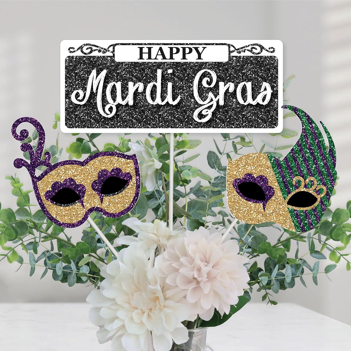 Mardi Gras Masquerade Party Centerpiece Sticks Table Toppers, Set of 15