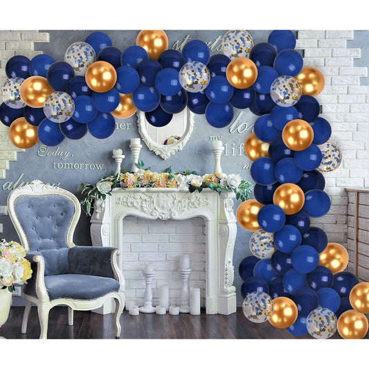 2023 New Year's Eve Decorations Gold Navy Blue Balloon Garland Kit Gold Blue Confetti Balloon Arch Birthday Wedding Bachelorette Bridal Shower Party Supplies Decorations