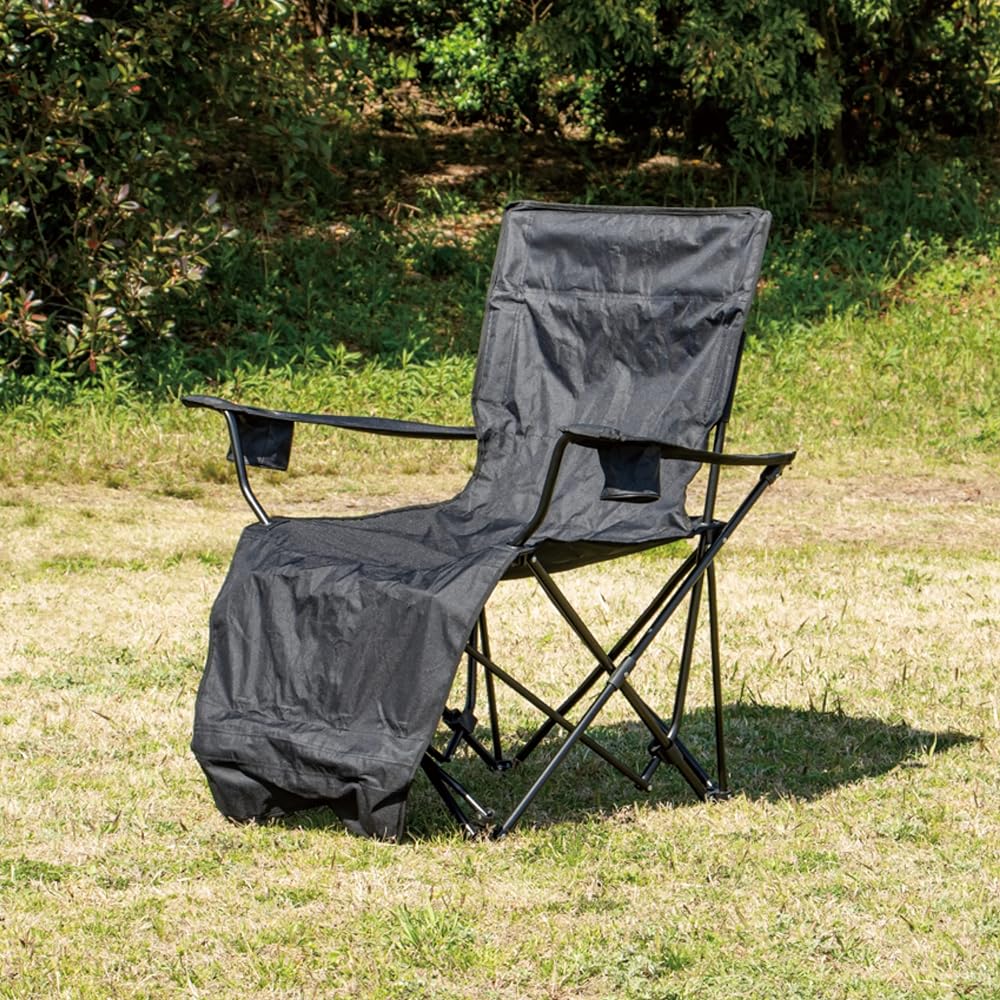Takeda Corporation [Outdoor Chair Reclining Foldable] Black Approx. 94 x 74 (74~124) x 96 (85~96) cm Easy Reclining Chair ERC23-94BK