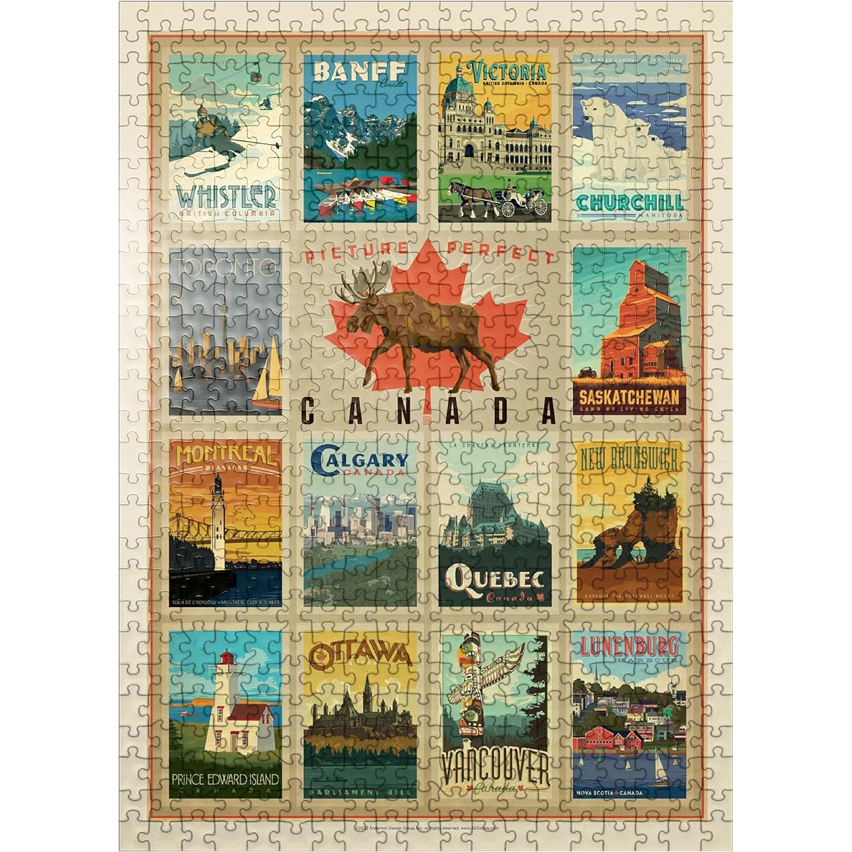 Canada Travel, Collage, Vintage Posters - Premium 500 Piece Jigsaw Puzzle for Adults