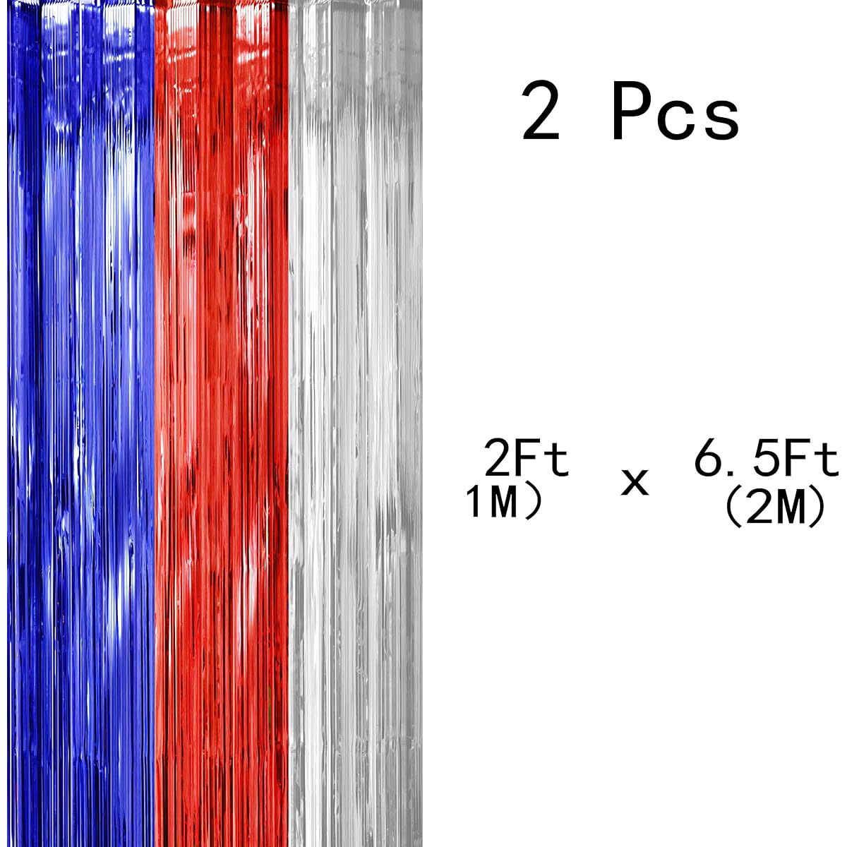 2pcs Independence Day April Party Tinsel Foil Fringe Curtains - American Theme Baby Shower President Birthday National Day Patriotic Party Photo Backdrop Props Decorations