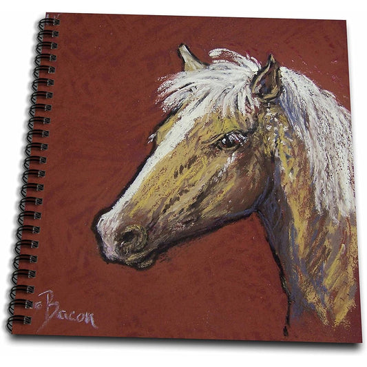 3dRose db_61483_2 Palomino pony with flowing white mane in red memory book 12x12 inches
