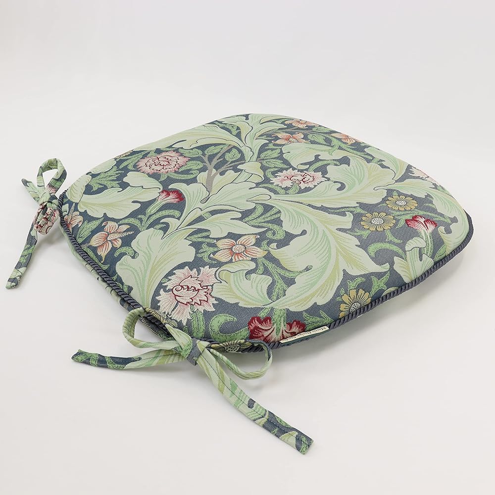 Kawashima Textile Cercon Morris Design Studio Seat Cushion Leicester Acanthus Blue Green 45×43cm LN1714