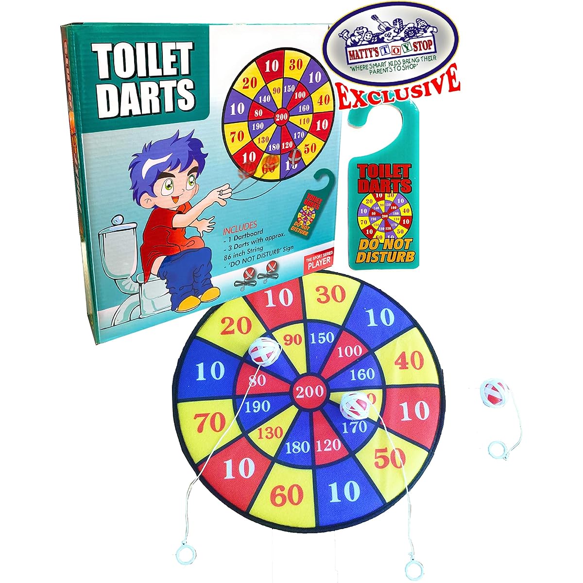 MYRBYtty's Toy Stop Deluxe Toilet Game Trio Golf Fishing Darts Gift Set 3 Pack