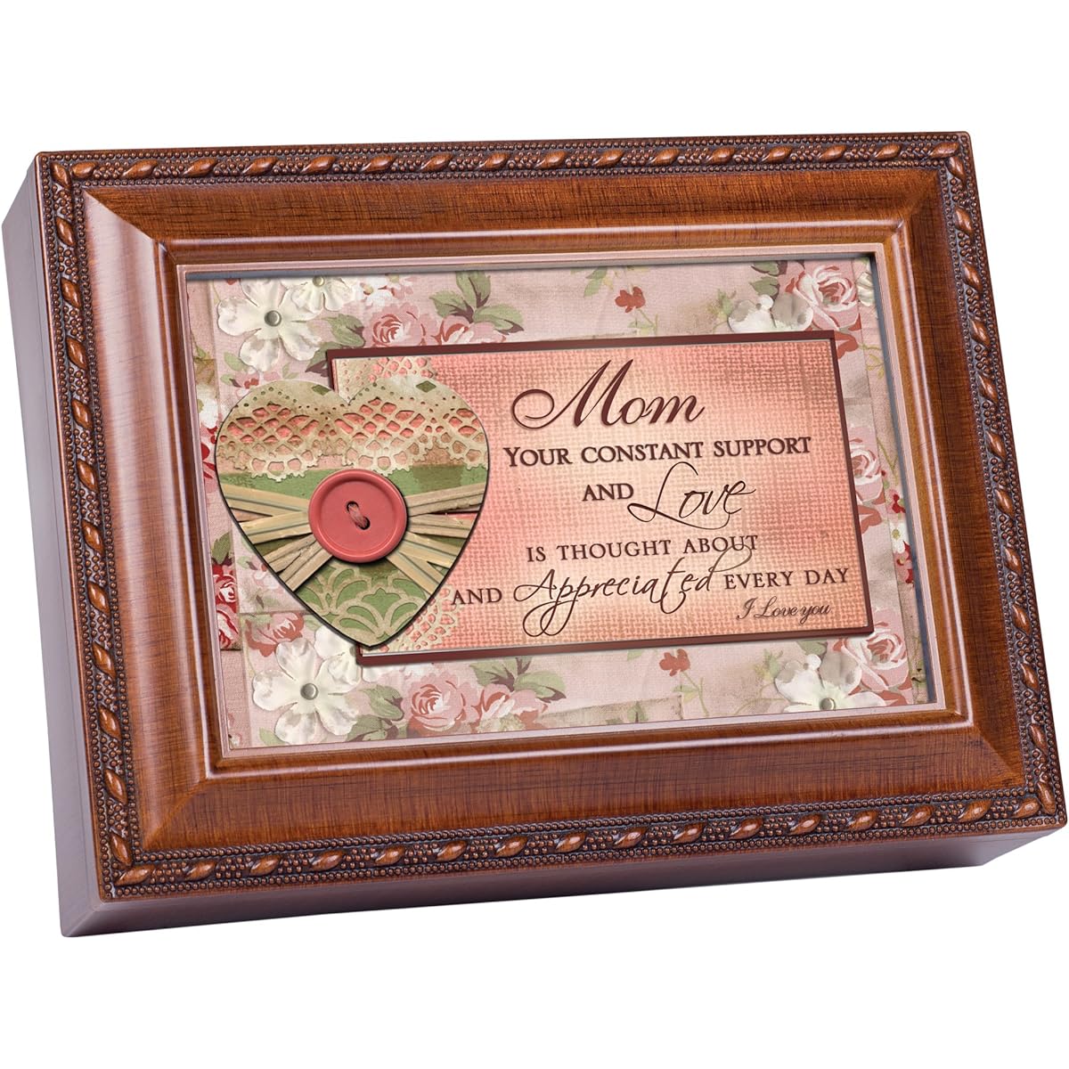 Mom Cottage Garden Woodgrain Traditional Music Box Plays You Light Up My Life