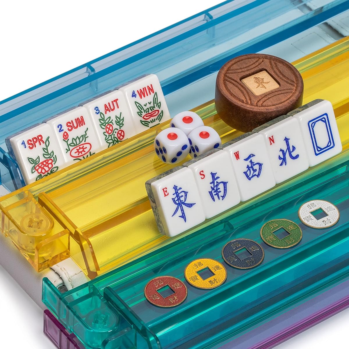 American Mahjong Set Leatherette Case "Chinoise" w/ All-In-One Rack/Pushers