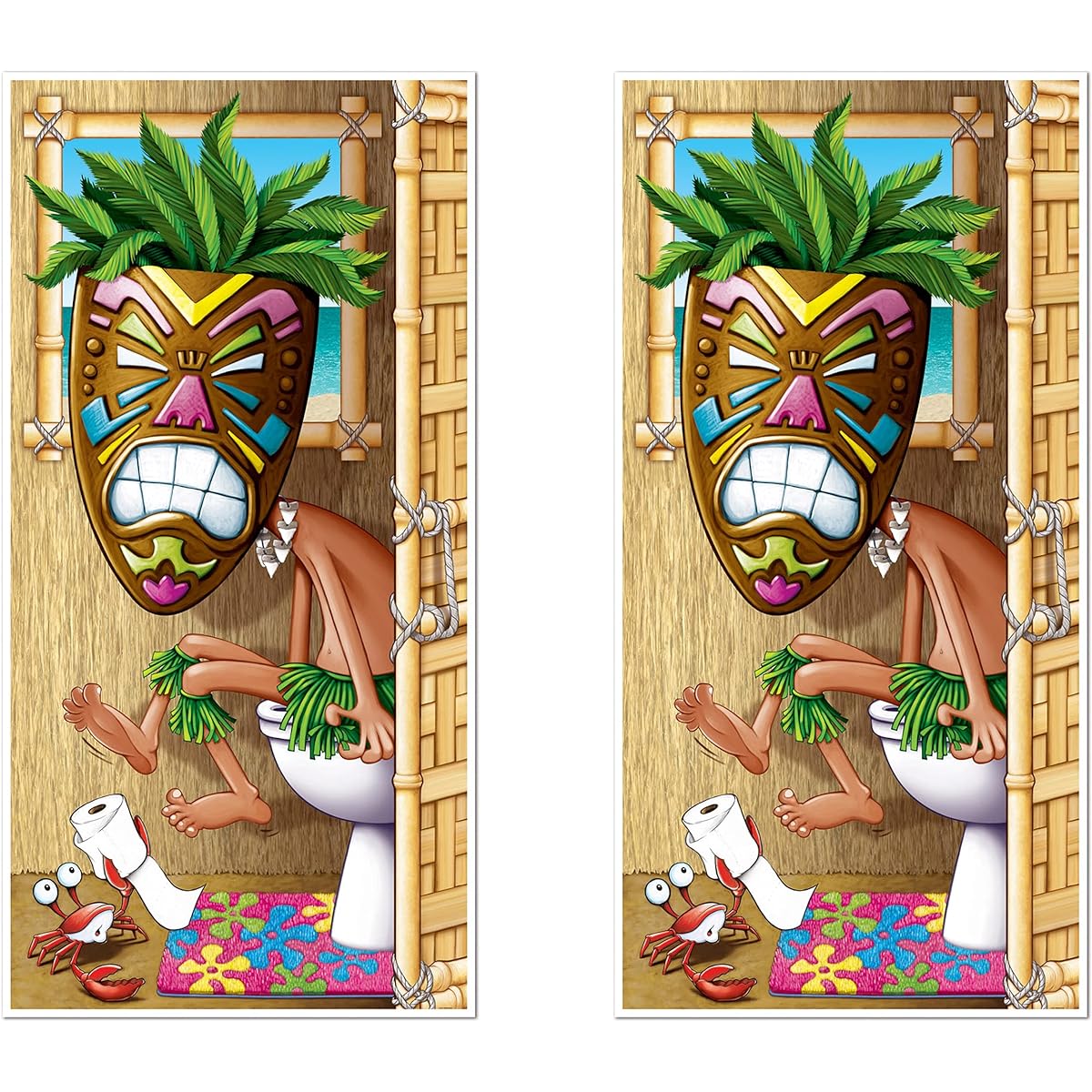 Beistle Tikiman Toilet Door Covers, 2 Pieces, 30" x 5'