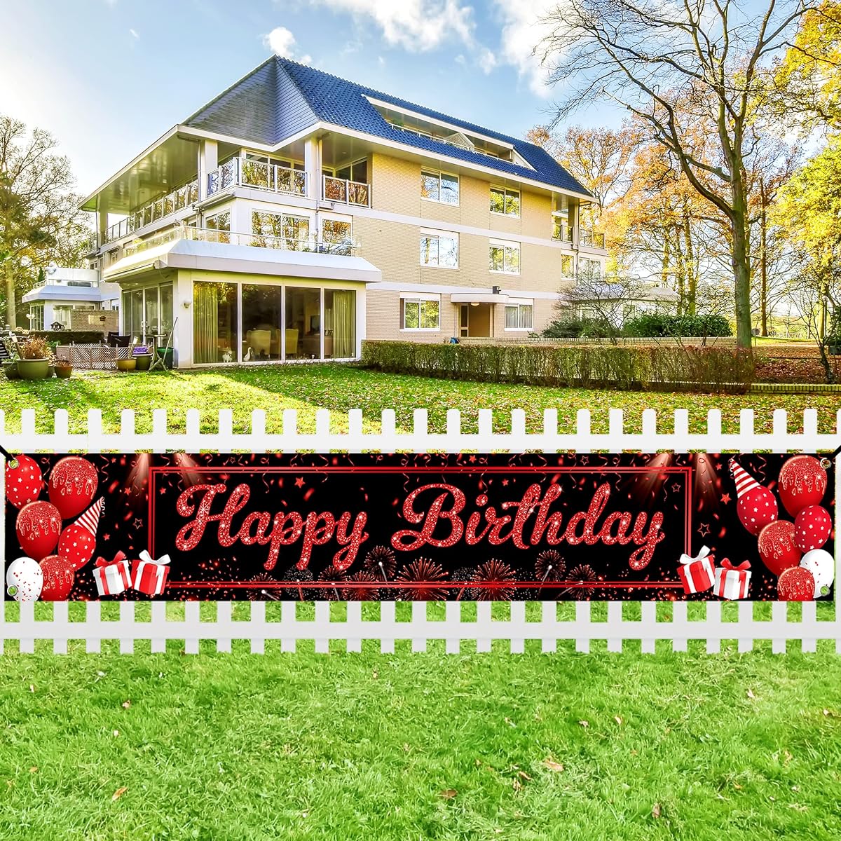 Happy Birthday Yard Banner with Crown