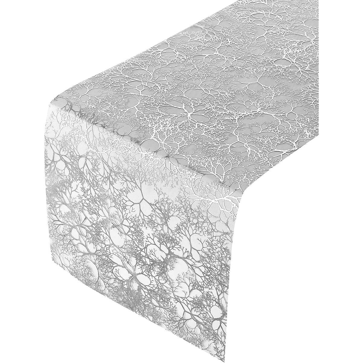 Silver Spoons Branches Design Runner Cloth Luxury Wedding and Dining Table Decor 12" x 108", 3 Piece (Shiny Sparkle)