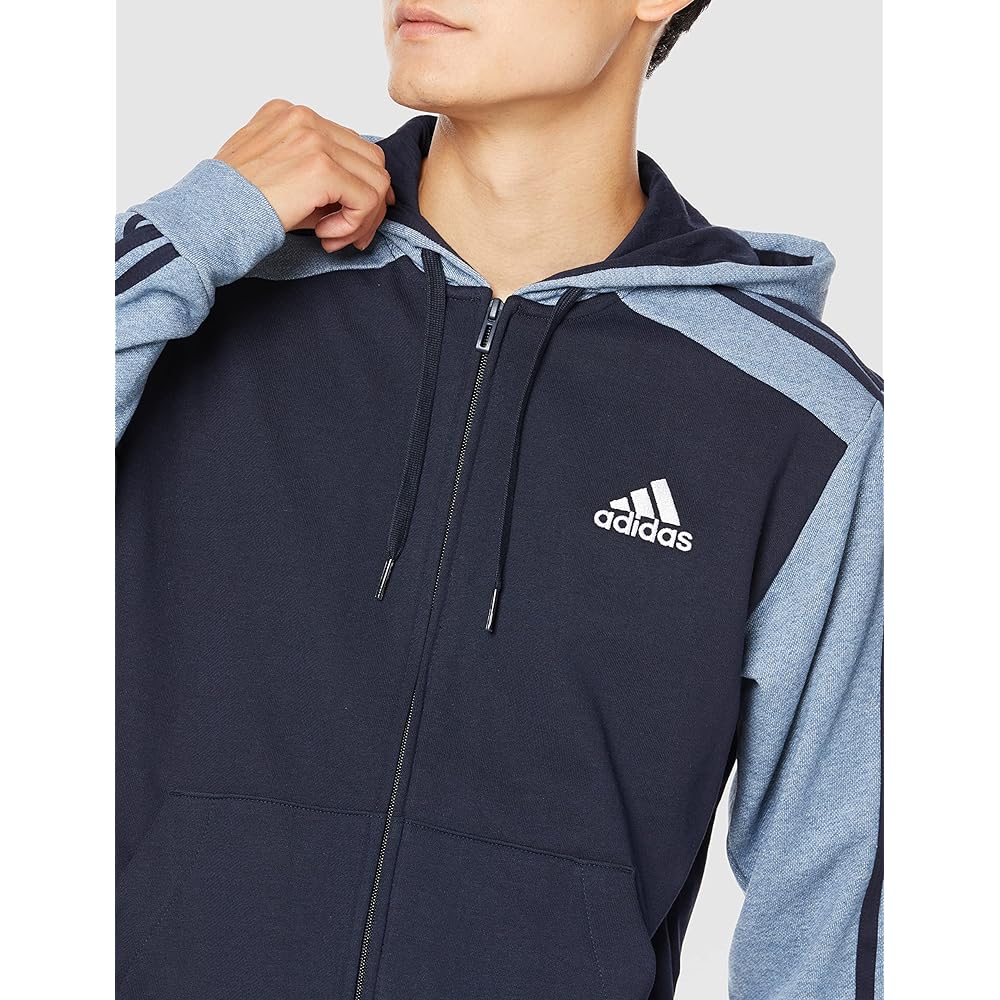 Adidas ZJ806 Men's Sweat Hoodie Essentials Melange French Terry Full Zip Parka