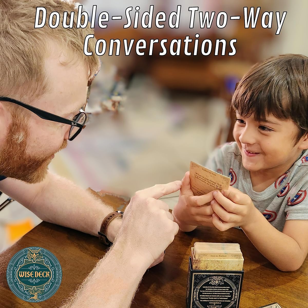 WISE DECK in This Together | Faith-Based Conversation Cards for Fathers and Sons Powerful Discussion Point Cards for Christian Fathers Provides Resources for Effective Christian Parenting