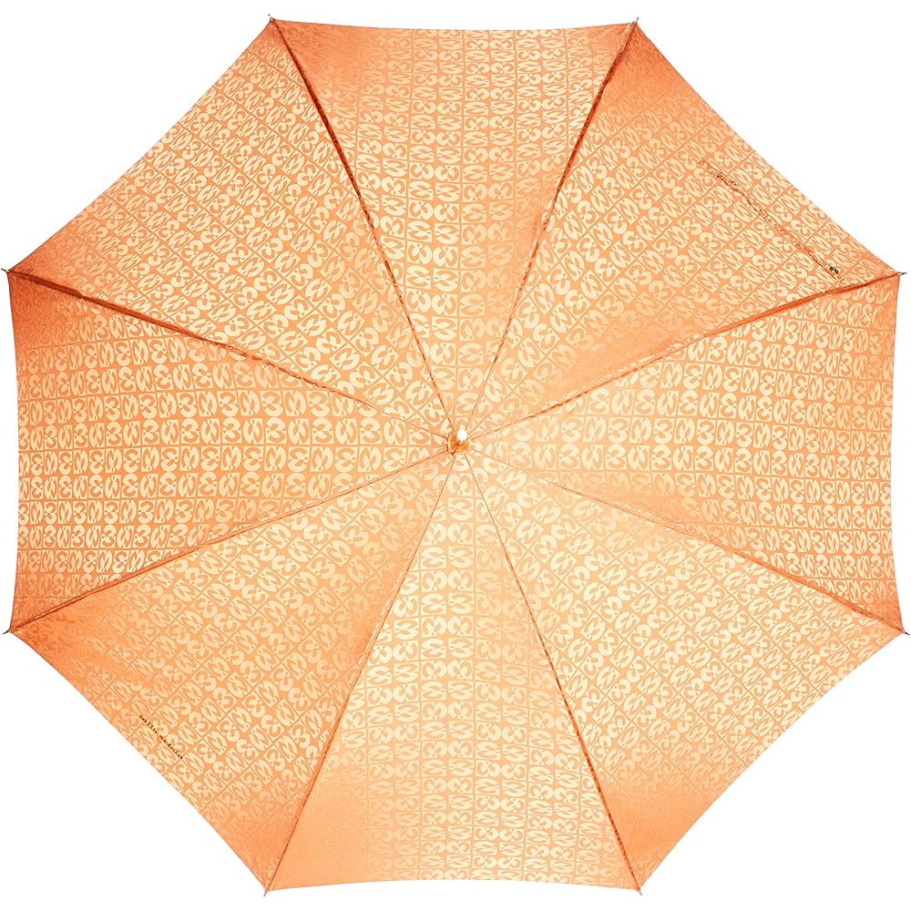 [Moonbat] Women's Long Umbrella Mila Schon Logo Jacquard Women's Umbrella Long Umbrella Windproof Umbrella Jump Umbrella Women's Light Orange Rim Length: Approx. 60cm