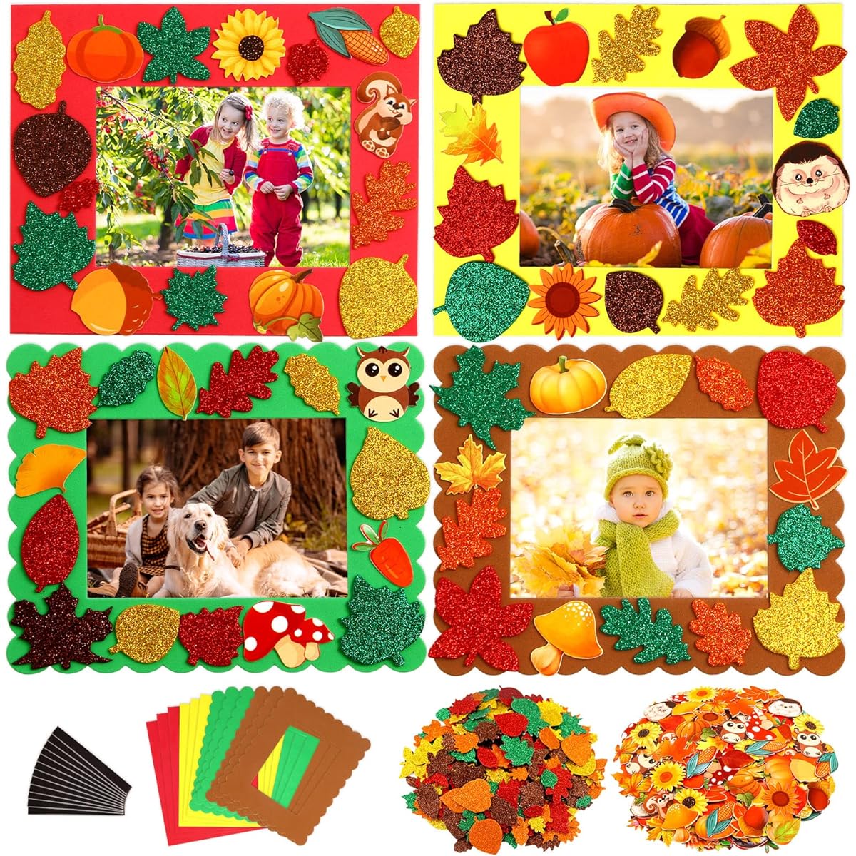 FANCY LAND Thanksgiving Photo Frame Craft Kit Fall Foam Crafts for Kids Fall Seasonal Decorations 12 Set