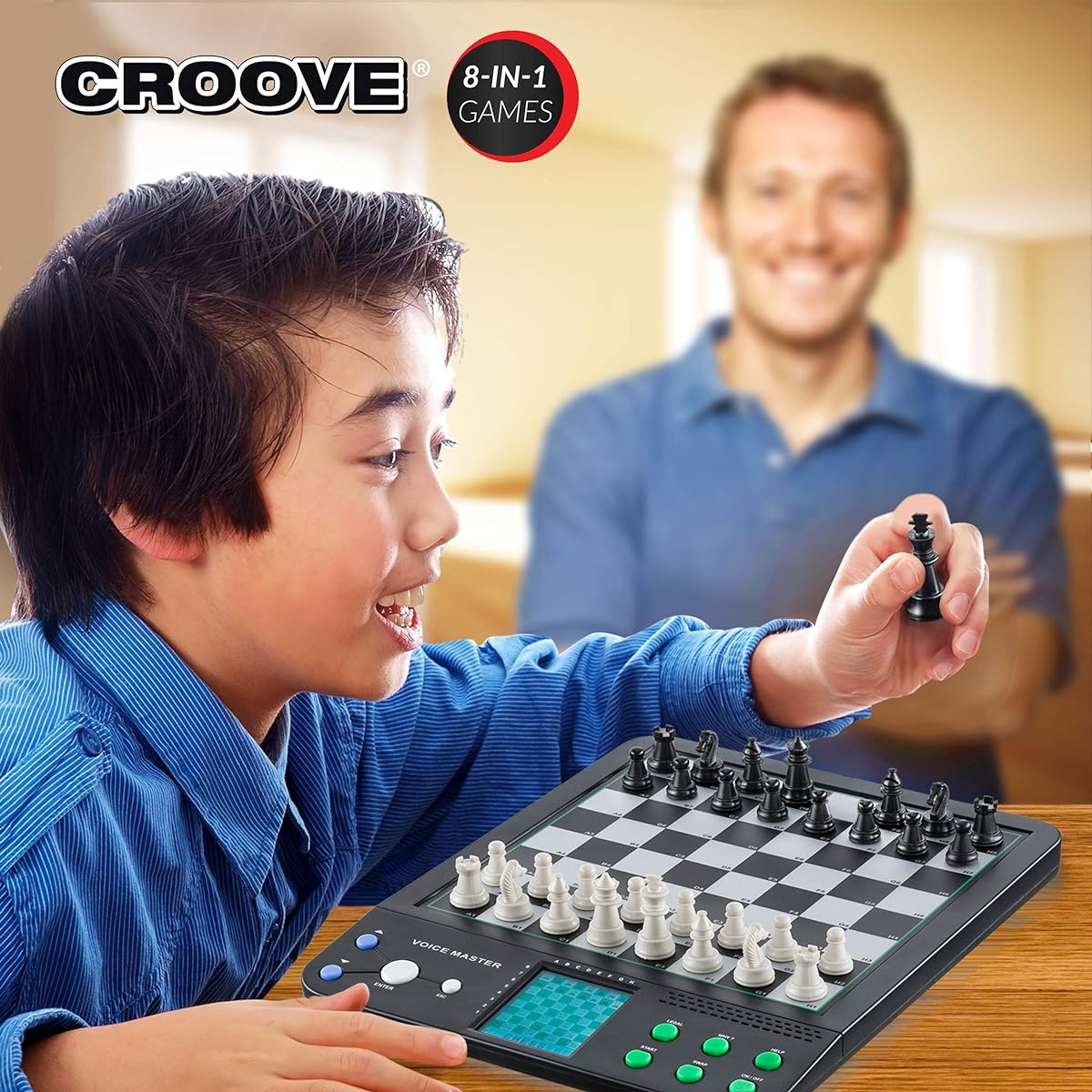 [Croove]Croove Electronic Chess and Checkers Set with 8In1 Board Games, For Kids To Learn and Play Chess - 740 [Parallel Import]