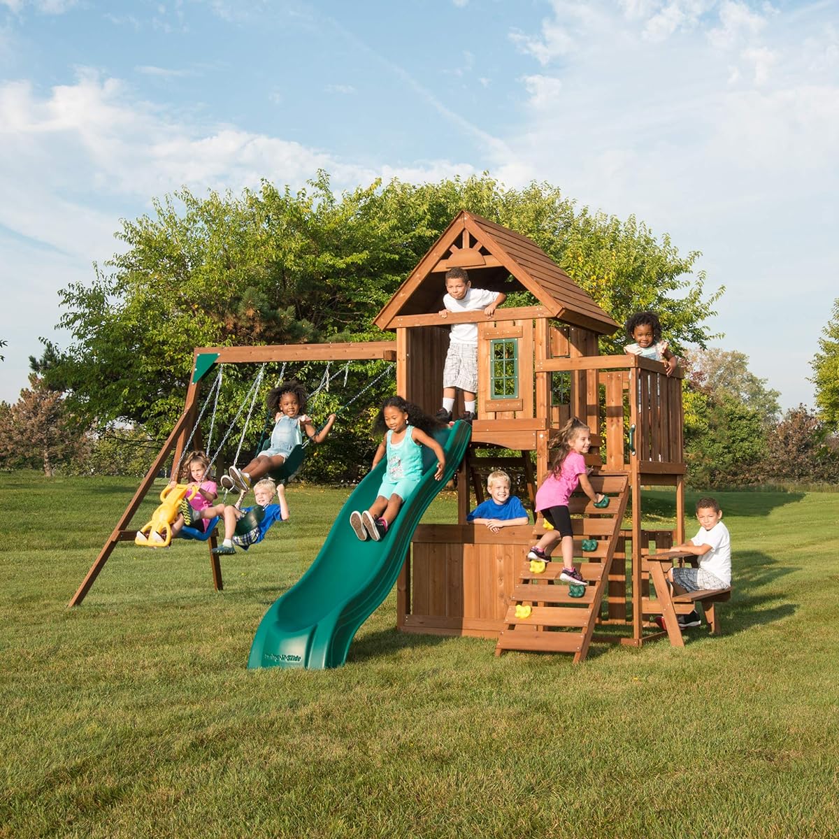 Swing-N-Slide WS 8348 Tioga Fort Swing Set Wood