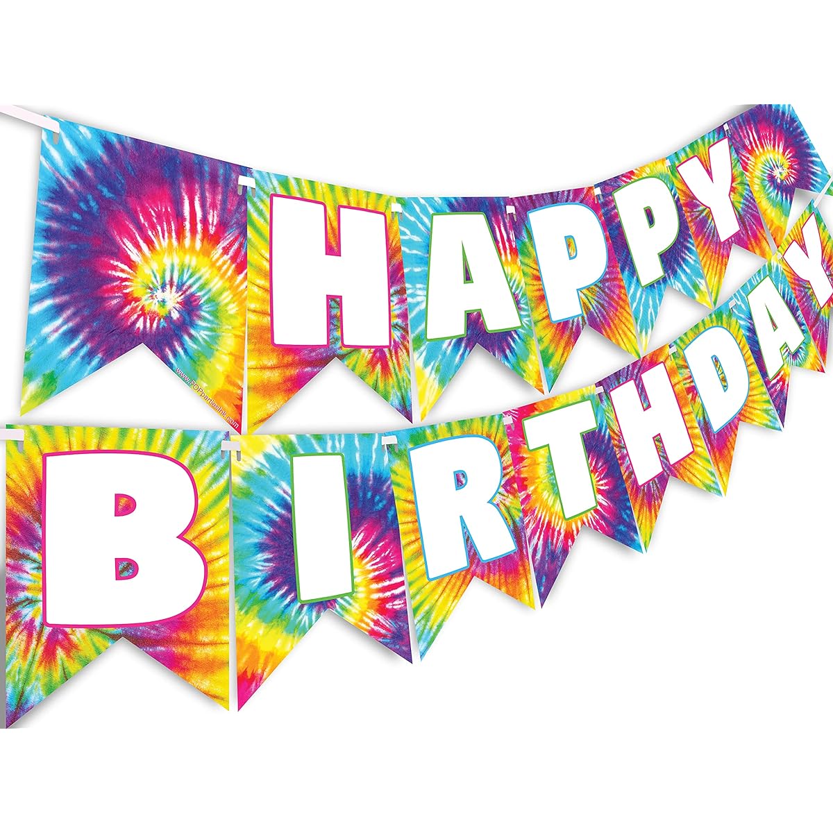 POP Party Ink Tie Dye Happy Birthday Banner Party Supplies Decorations Art Classic Blue Green Red Orange Pink Yellow White