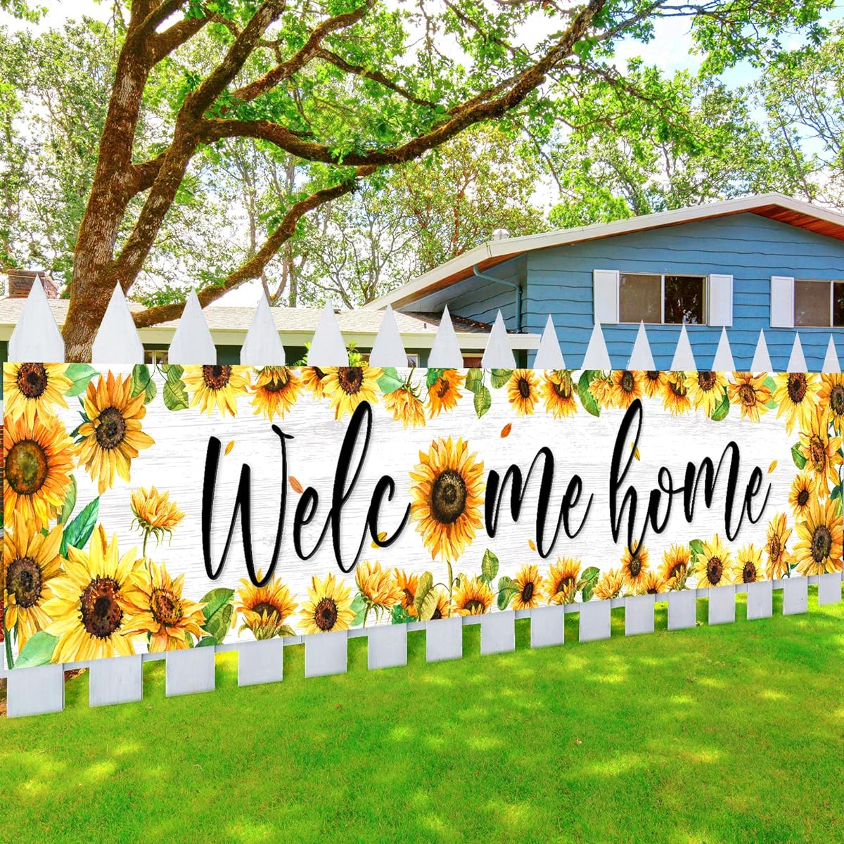 Breling Large Welcome Home Banner Decorations Sunflower Welcome Home Yard Sign Welcome Home Sunflower Banner Military Homecoming Deployment Return Party Supplies 98 x 18 Inch