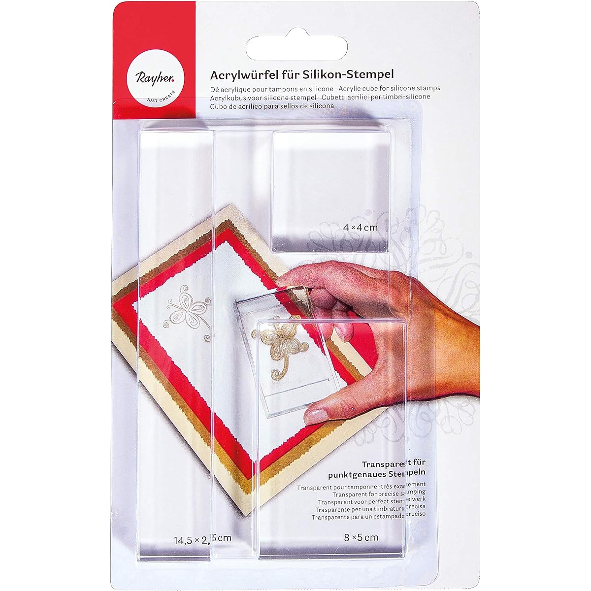 Rayher Acrylic Cube Block Set Tab Card 3 Sizes Clear