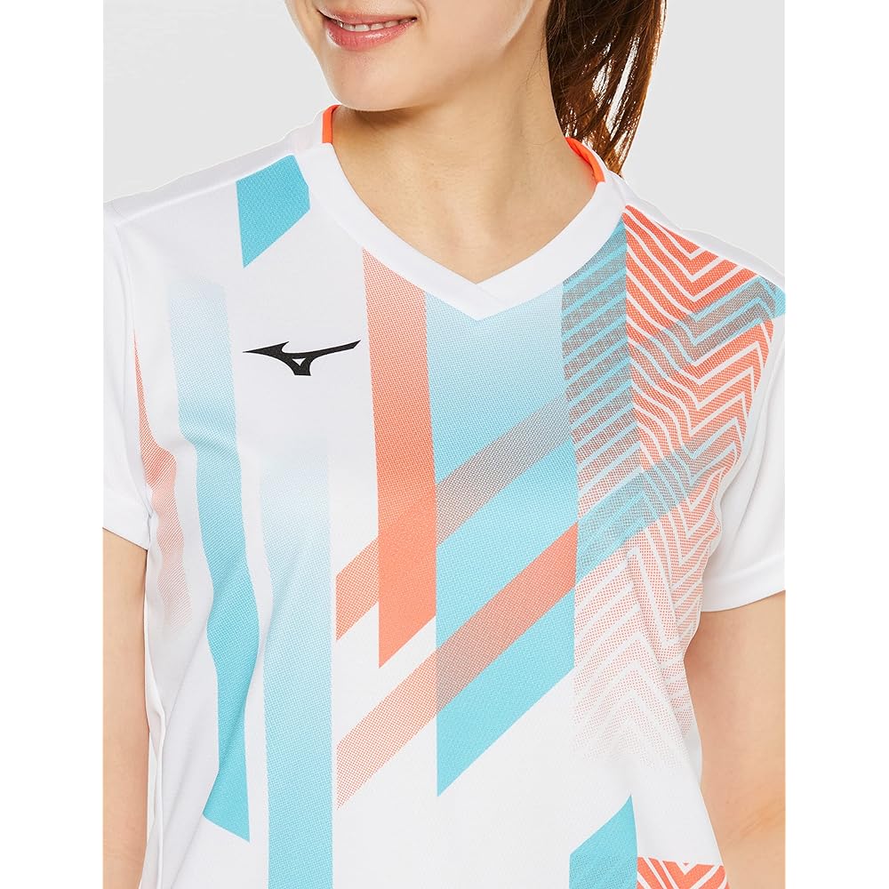 Mizuno 62JAA203 Women's Tennis Wear Game Shirt, Short Sleeve, Sweat Absorbent, Quick Drying