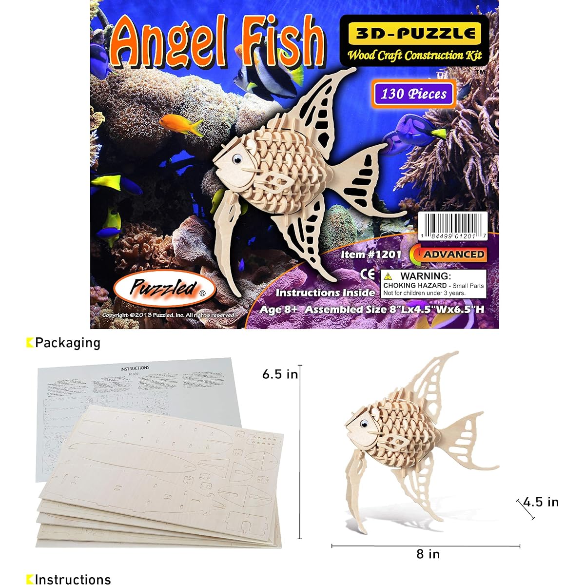 Puzzled Angel Fish 3D Puzzle Wooden Construction Kit