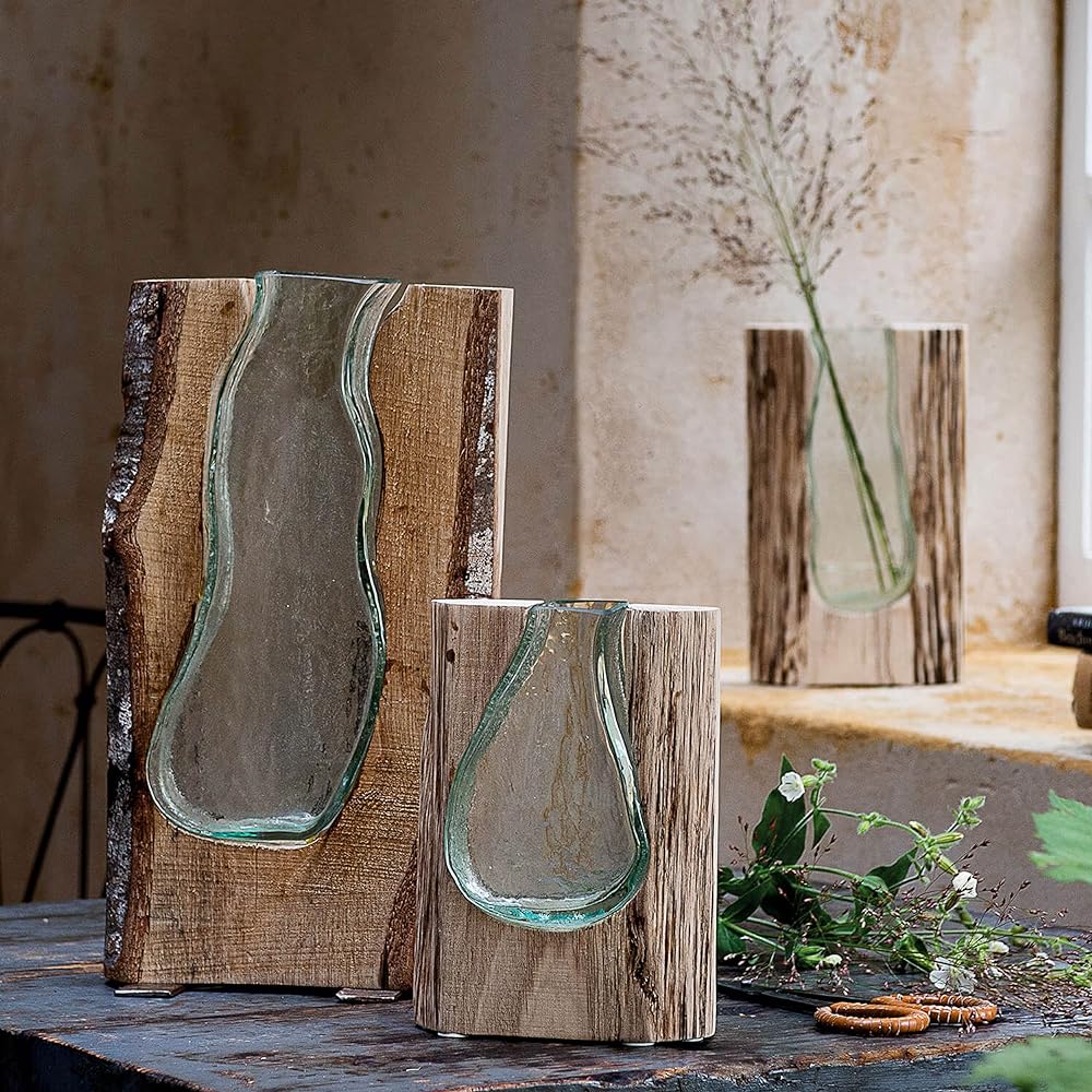 LEONARDO Flower Base Glass/Wood 20x9xh36cm Flower Base CASOLARE 038510