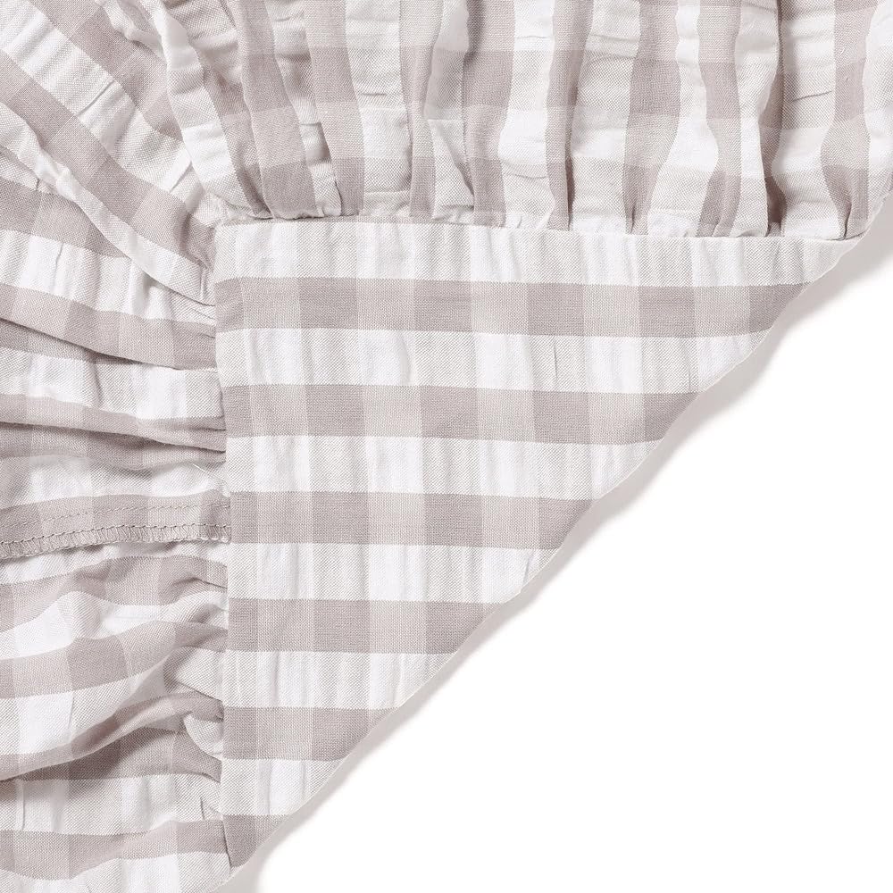 Francfranc Frill Check Duvet Cover Semi-double White x Beige