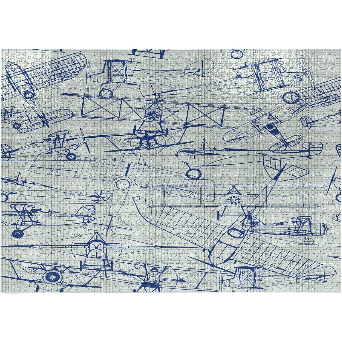 Ambesonne Airplane Jigsaw Puzzle - Old Plane Drawings, Classic Date Flights, Vintage Style, Nostalgic Jets, Heirloom Quality, Fun Activity, Great for Families, Sturdy Cardboard, 1000 Pieces, Violet Blue Turquoise