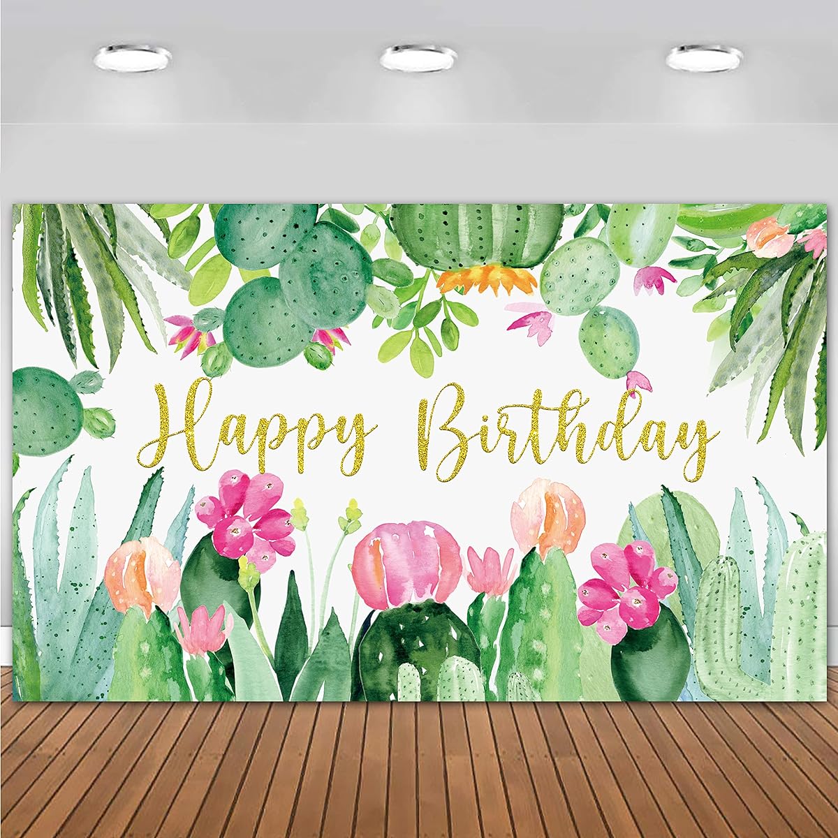 Cactus birthday background decoration
