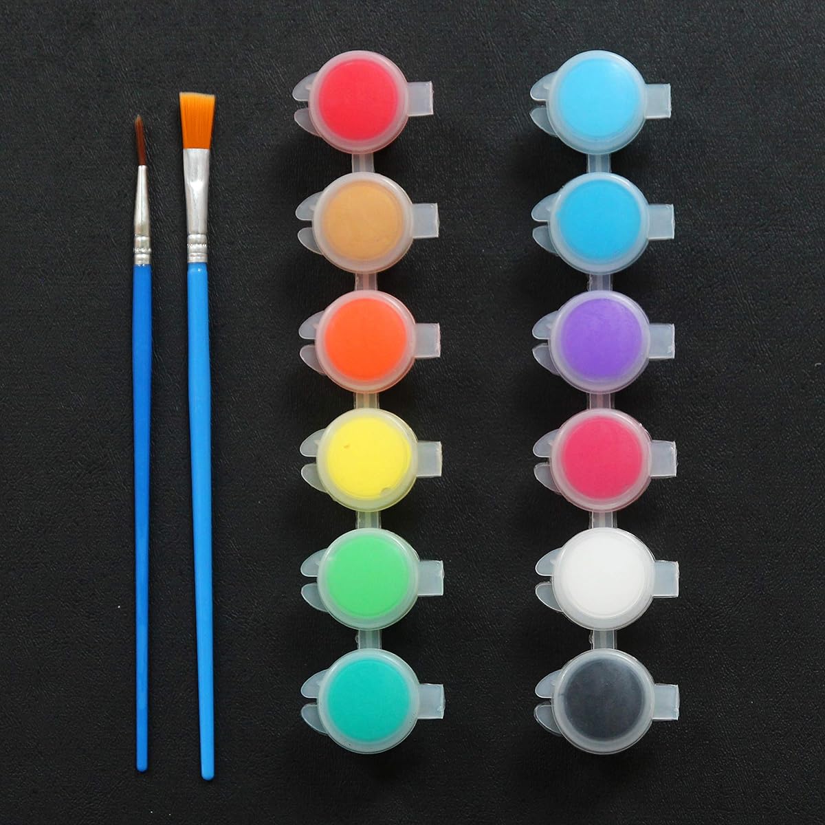24 Pack Acrylic Paint Set - 12 Colors Each with 2 Brushes for All Arts & Crafts Projects, Great for Kids, Camps, Schools, Clubs