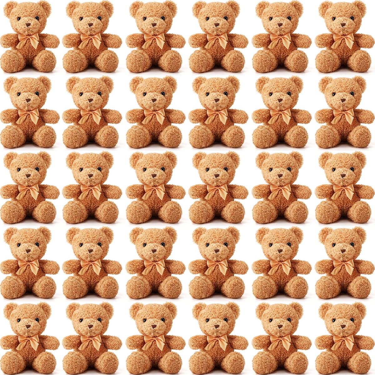 Lenwen 30 Pieces 12" Small Brown Stuffed Bears - Cute Soft Plush Toys for Kids, Baby Shower, Graduation, Home Decorations
