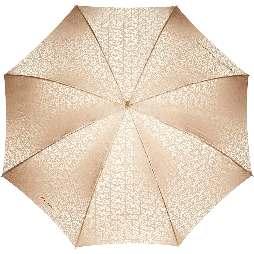 [Moonbat] Women's Long Umbrella Mila Schon Logo Jacquard Women's Umbrella Long Umbrella Windproof Umbrella Jump Umbrella Women's Off White Rib Length: Approx. 60cm