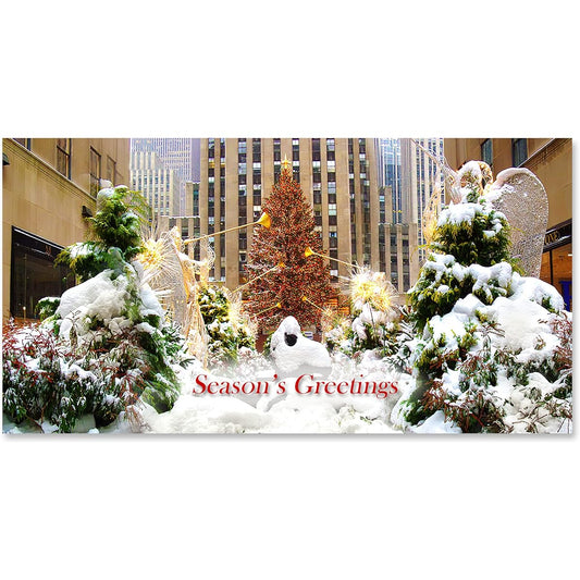 Angels at Rockefeller Center New York City Christmas Holidays 6 1/4 x 3 1/4 Inch Money Greeting Card Holder Set of 6 Cards and 6 Envelopes Unique Christmas in NYC Stationery Collection