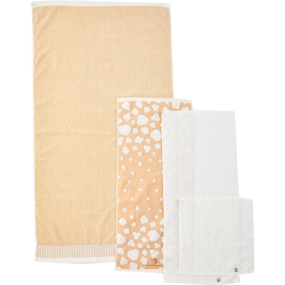 Imabari Towel 100% Cotton Towel Set (Bath x 1, Face x 2, Hand x 1) We Love Cotton Baby Gift Baby Gift