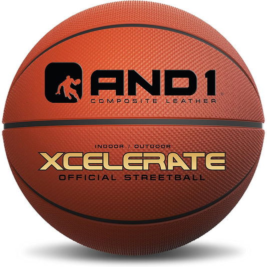 and1 Xecelerate Basketball - Rubber Street Ball 29.5", Full Size 7, College, NBA, Indoor/Outdoor (See More Colors)
