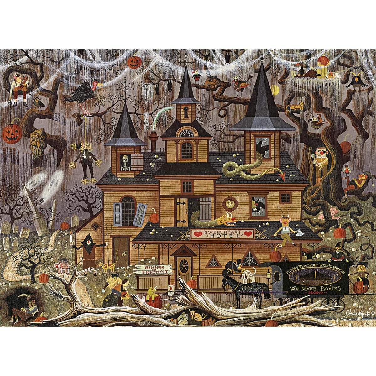 Buffalo Games Jigsaw Puzzle Charles Wysocki Trick or Treat Hotel 1000 Piece