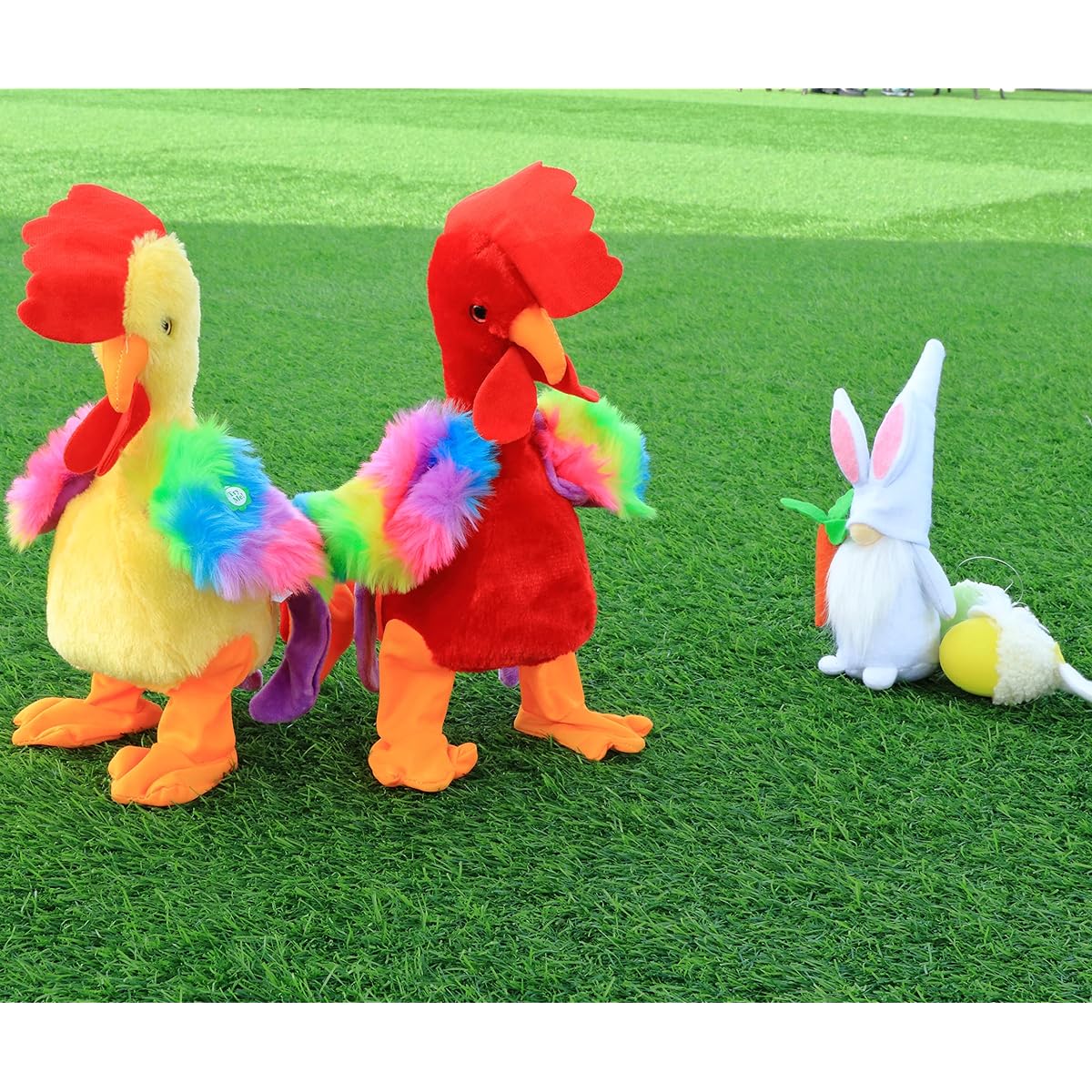 Easfan Musical Chicken Plush Toy Electronic Interactive Plush Toy Singing Dancing Squatting Waving Rooster Easter Birthday Kids Red 13.5 Inch
