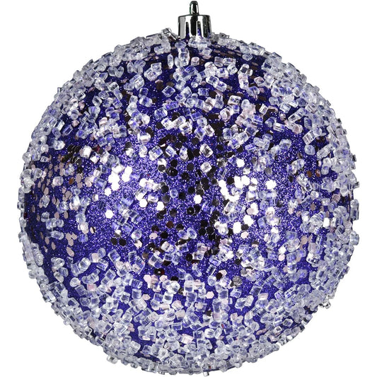 Vickerman 4" Purple Glitter Hail Ball Ornaments, Bag of 6