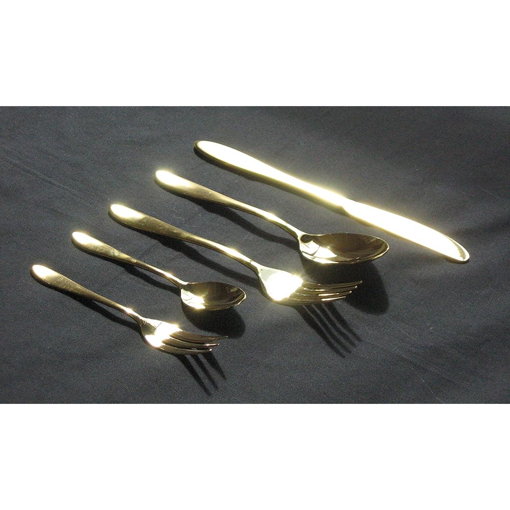Nagao Tsubamesanjo Dinner Knife Gold 5pcs+1pcs 21.3cm 18-0 Stainless Steel Made in Japan