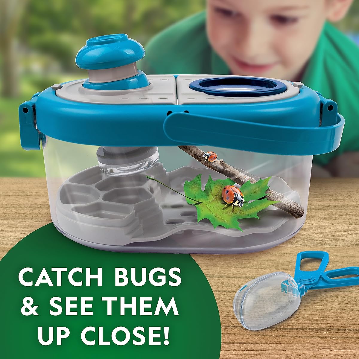 NATIONAL GEOGRAPHIC Bug Catcher Kit for Kids, Bug Catcher with Magnifying Viewer, Tweezers & Learning Guide, Insect Habitat, Outdoor Toy, Bug Catching Kit for Kids, Bug Cage, Bug Box
