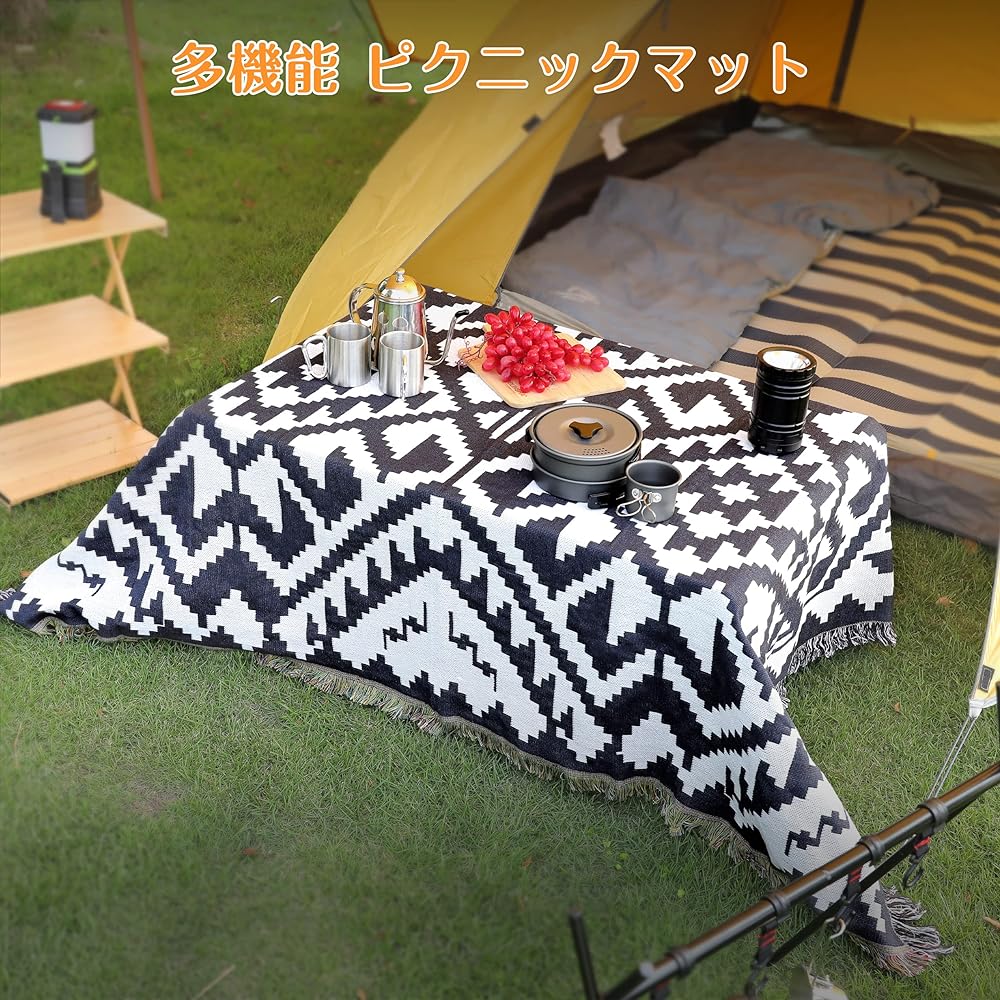 Cruiser Rhino Blanket Leisure Sheet Polycotton Material Rug Thick 160 x 130 cm Throw Multifunctional Picnic Mat Cold Weather Goods for Camping Interior Outdoor Use Stylish (BlackWhite)